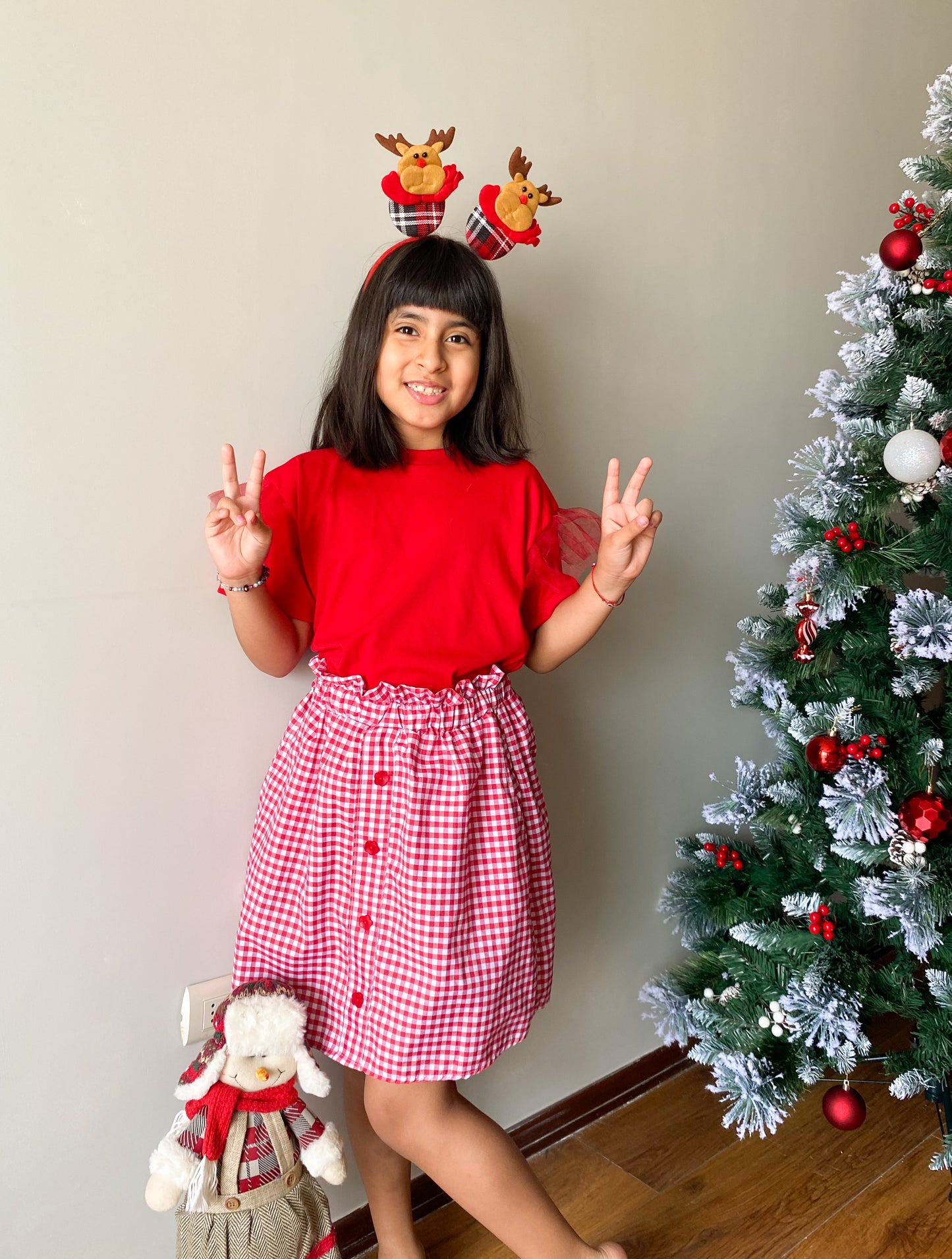Falda vichy roja