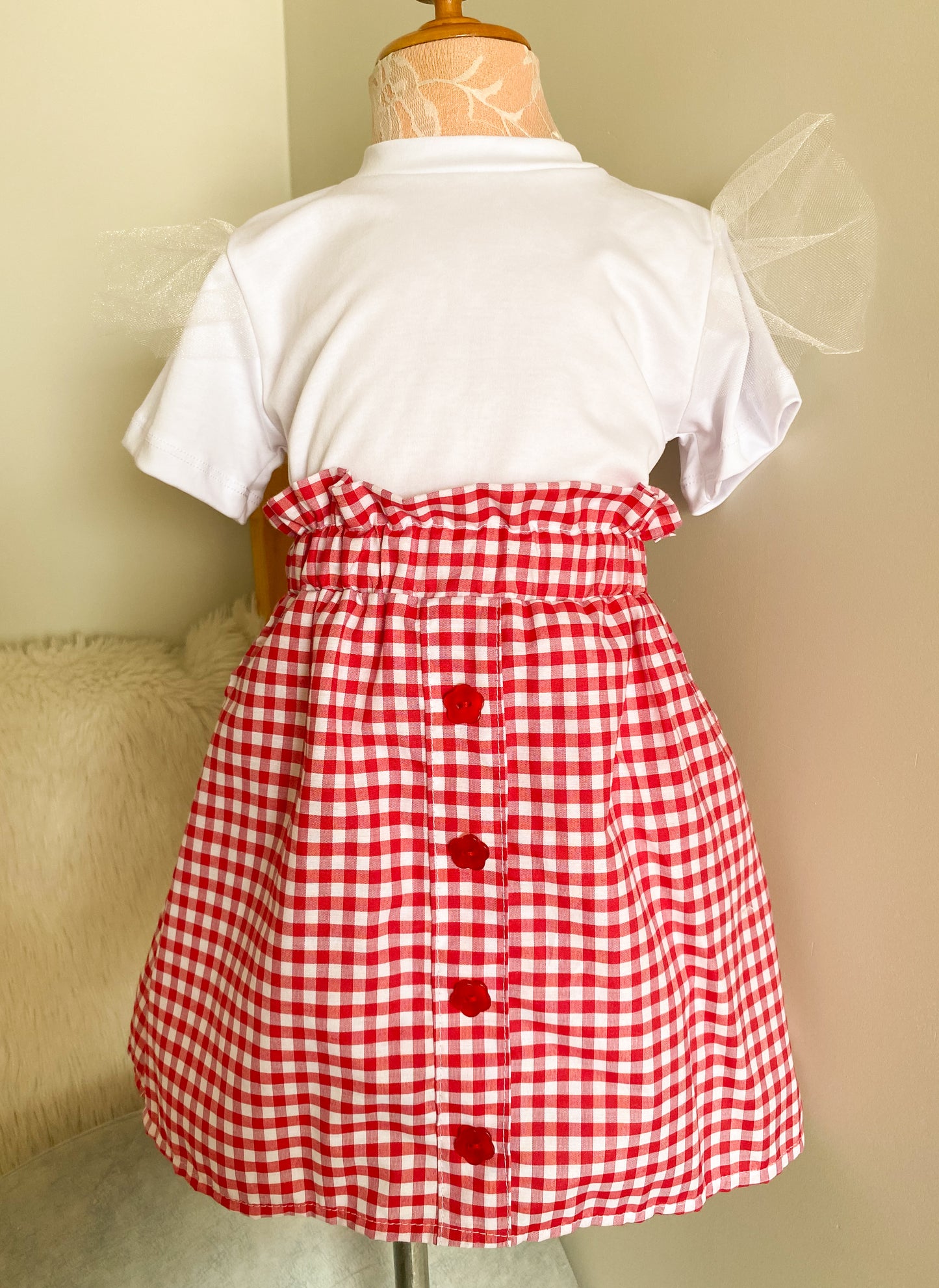 Falda vichy roja