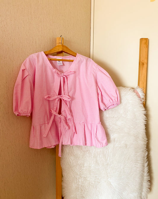 Blusa coquette 🎀 vichy rosa